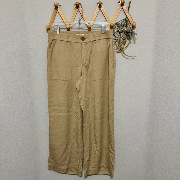Loft Tan Beige Patch Pocket Wide Leg Pants Size 10 - Picture 2 of 10